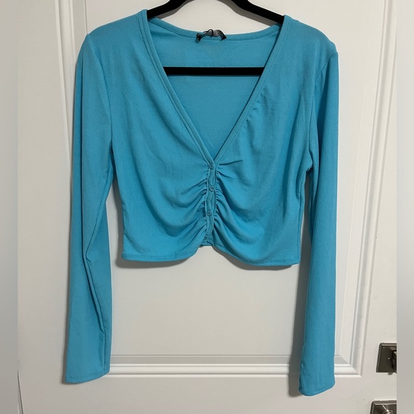 Zara Women’s Cropped Ruched Knit Cardigan - Size M - Picture 1 of 7